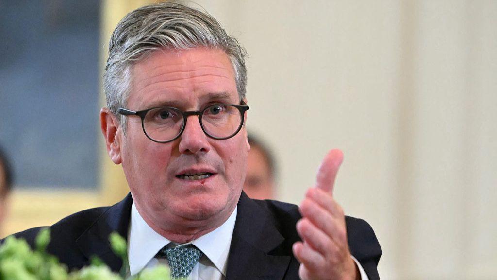 British Prime Minister Sir Keir Starmer speaks during a meeting with European leaders at the White House in Washington, DC, on 18 August 2025.