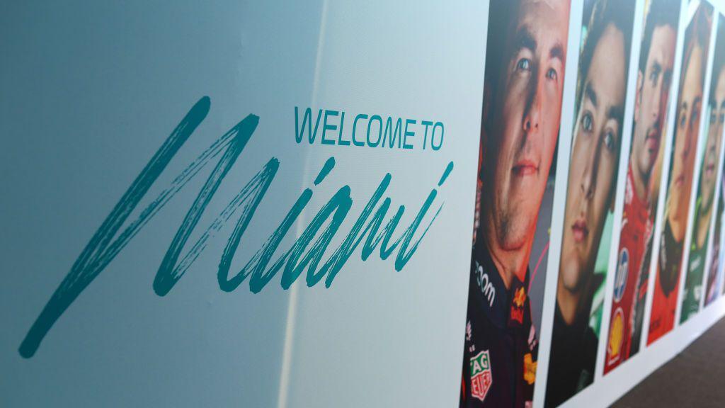 A general view of Miami branding in the Paddock during the 2024 Miami Grand Prix