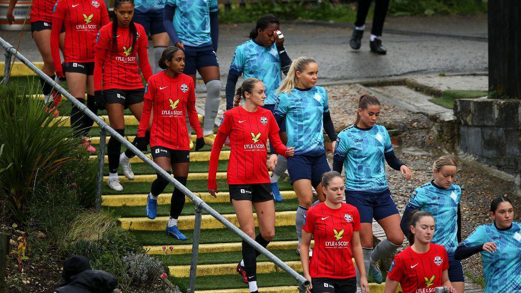 Lewes FC Women entering the field against London City Lionesses