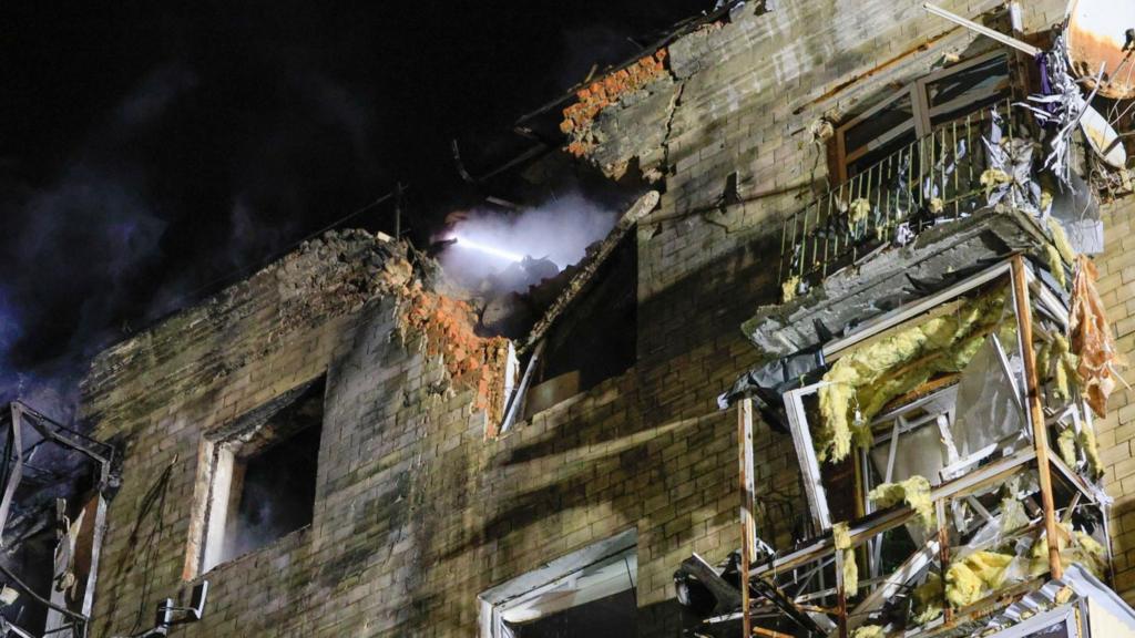 Damaged building in Kharkiv