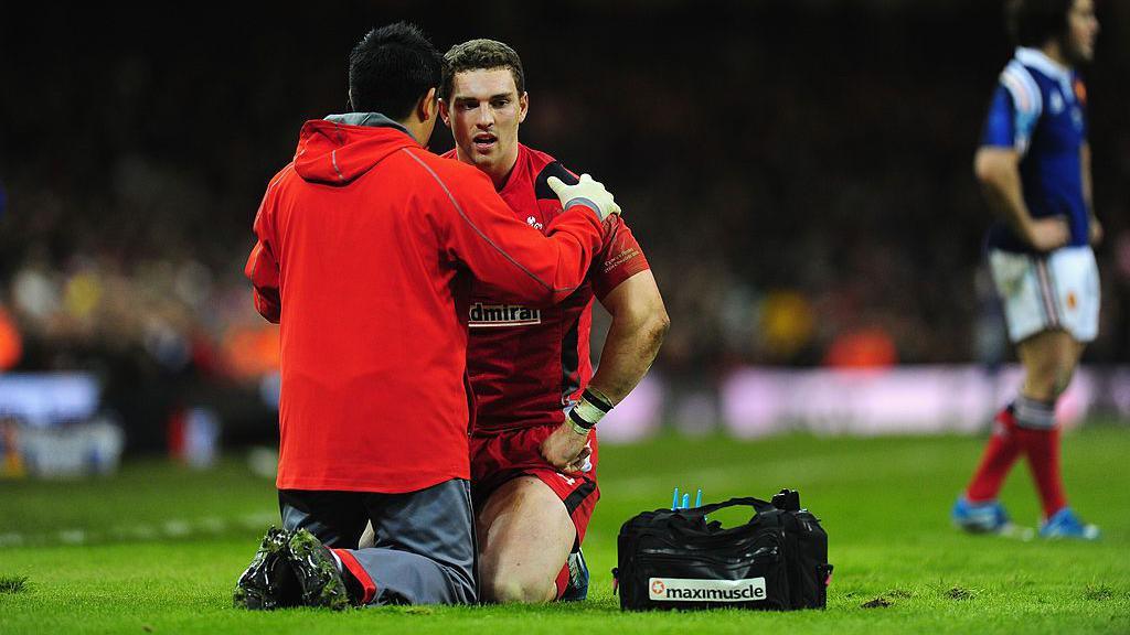 Wales centre George North receives treatment 