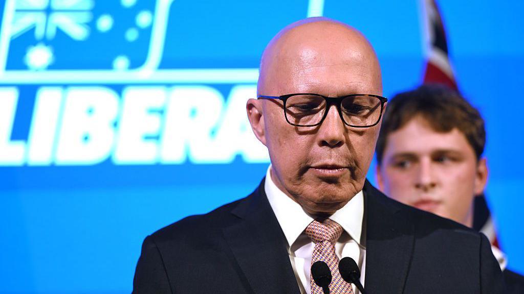 Peter Dutton giving his concession speech on election night