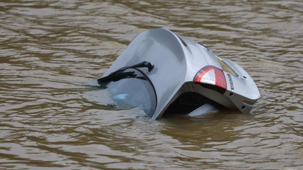 A submerged car