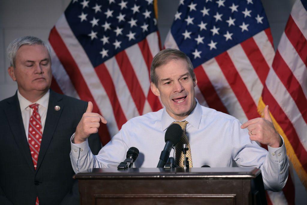 Congressman Jordan and Comer at a press conference in December 2023