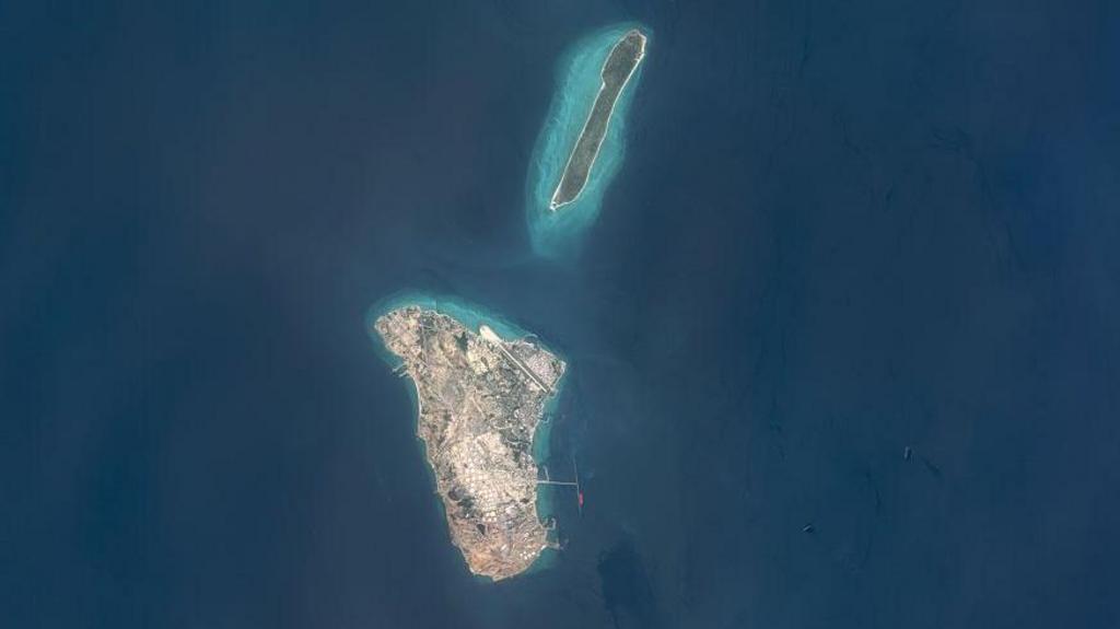 Satellite imagery shows Kharg Island.