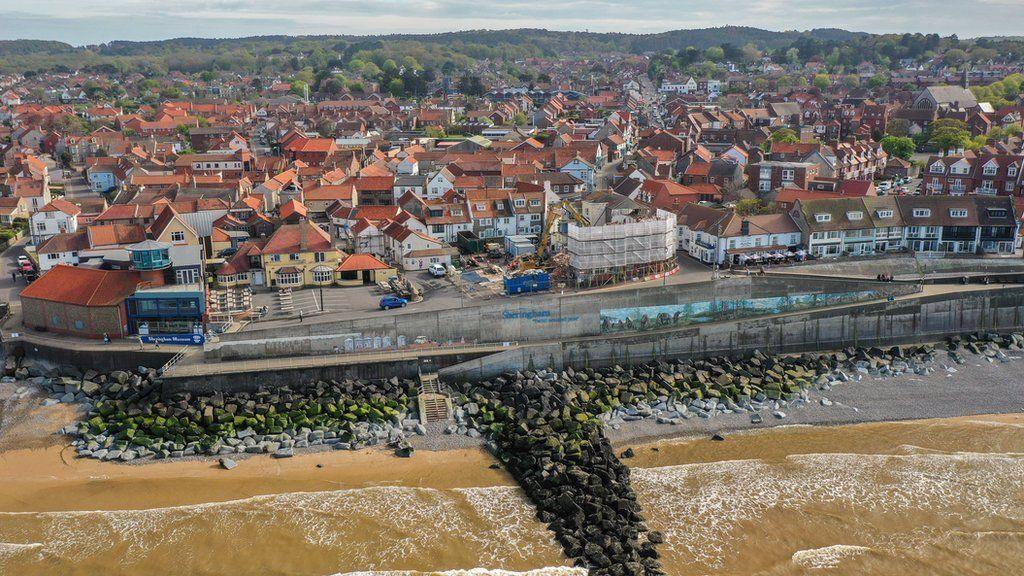 Sheringham Promenade showing hotel site mid-demolition