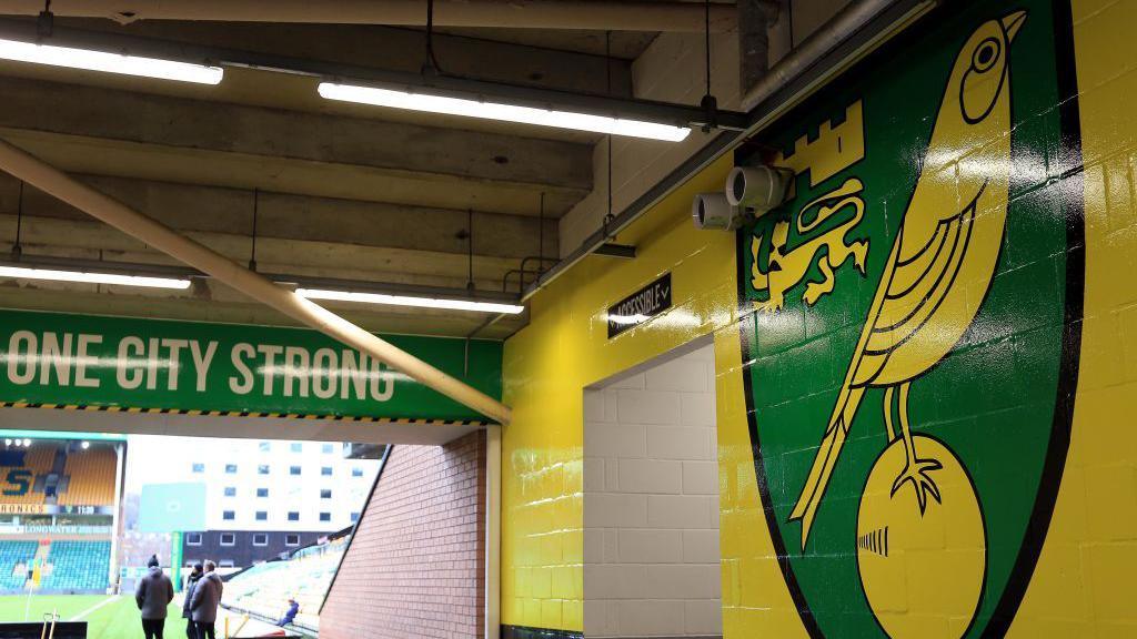 View from the player's tunnel at Norwich City's Carrow Road ground