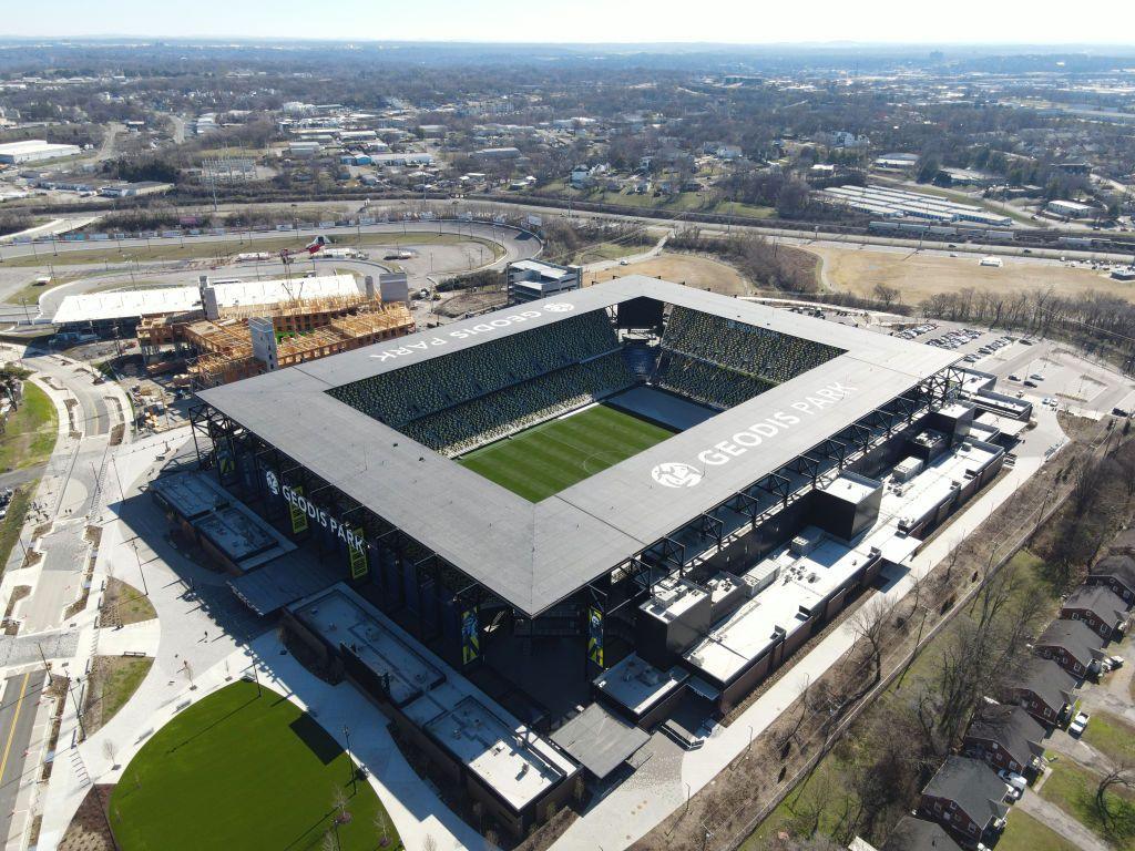 An aerial view of Geodis Park in Nashville, Tennessee, United States