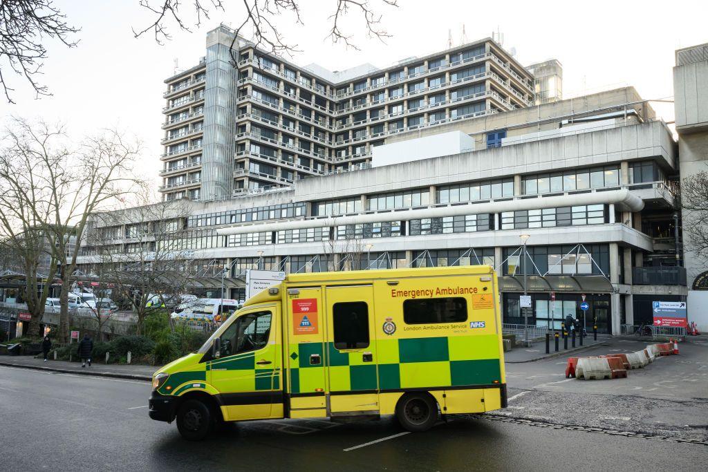 An ambulance is leaving a hospital accident and emergency department at the Royal Free Hospital trust