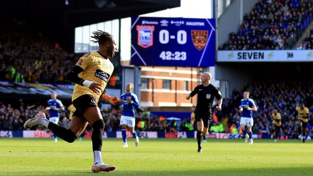 Lamar Reynolds gives Maidstone the lead against Ipswich in the FA Cup fourth round