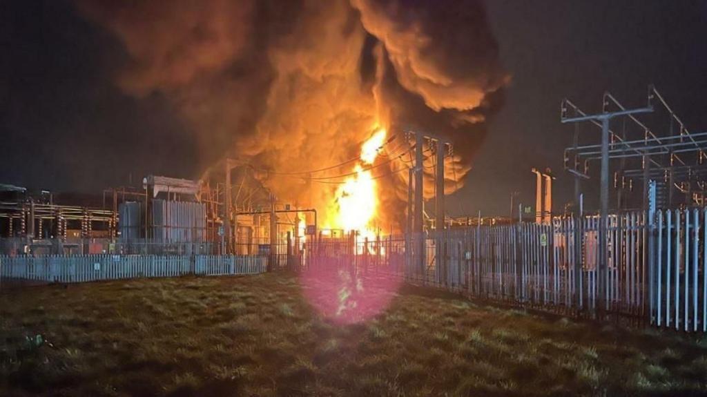 Fire at a power station