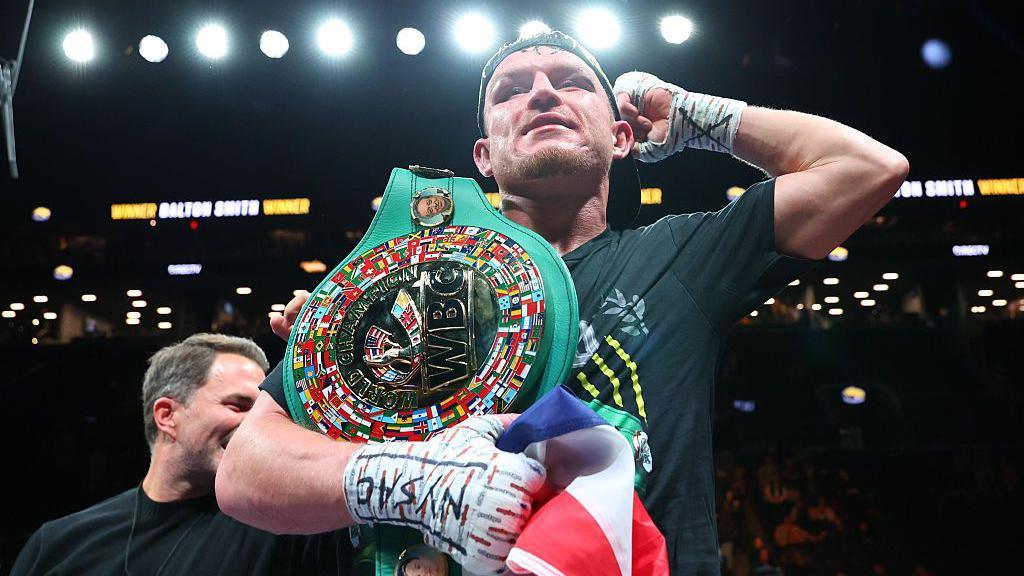 Dalton Smith celebrates after beating Subriel Matias in New York