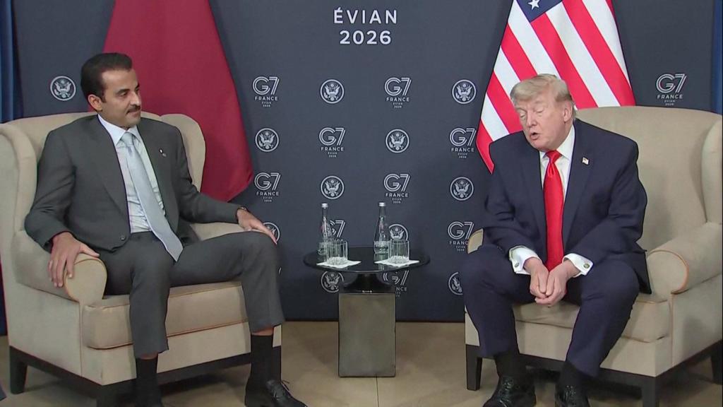 US President Donald Trump with Qatari Emir Sheikh Tamim bin Hamad Al Thani