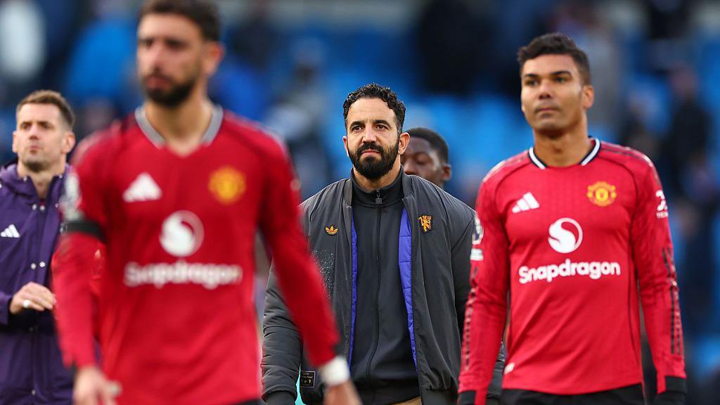 Manchester United Manager Ruben Amorim after the 3-0 loss during the Premier League match between Manchester City and Manchester United at Etihad Stadium on September 14, 2025