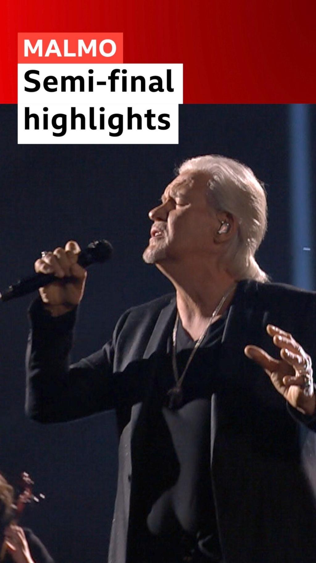 Johnny Logan performs at the first Eurovision semi-finals in Malmo