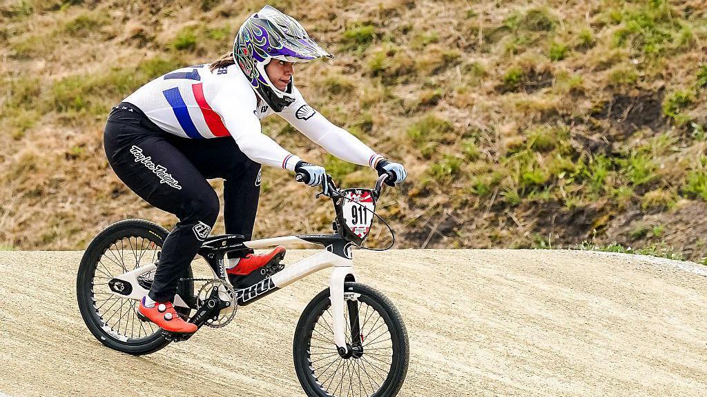 Beth Shriever riding her bike