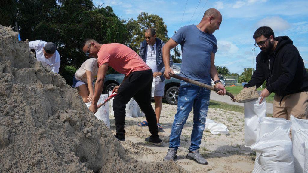 Residents fill up sandbags in Tampa ahead of Hurricane Milton's expected landfall 