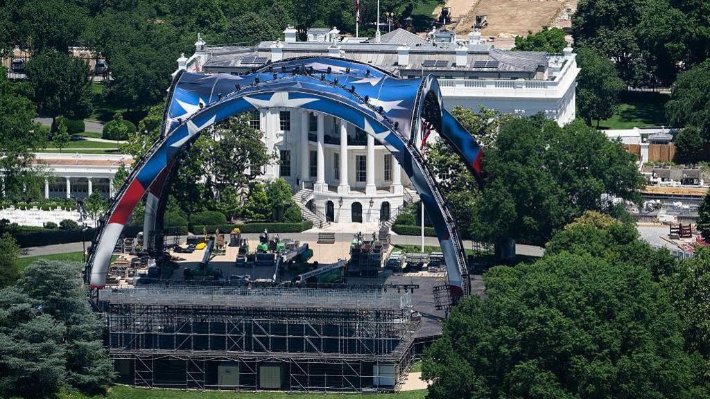 Stage built at the White House for UFC Freedom 250
