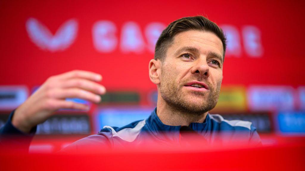 Xabi Alonso of Leverkusen during a press conference