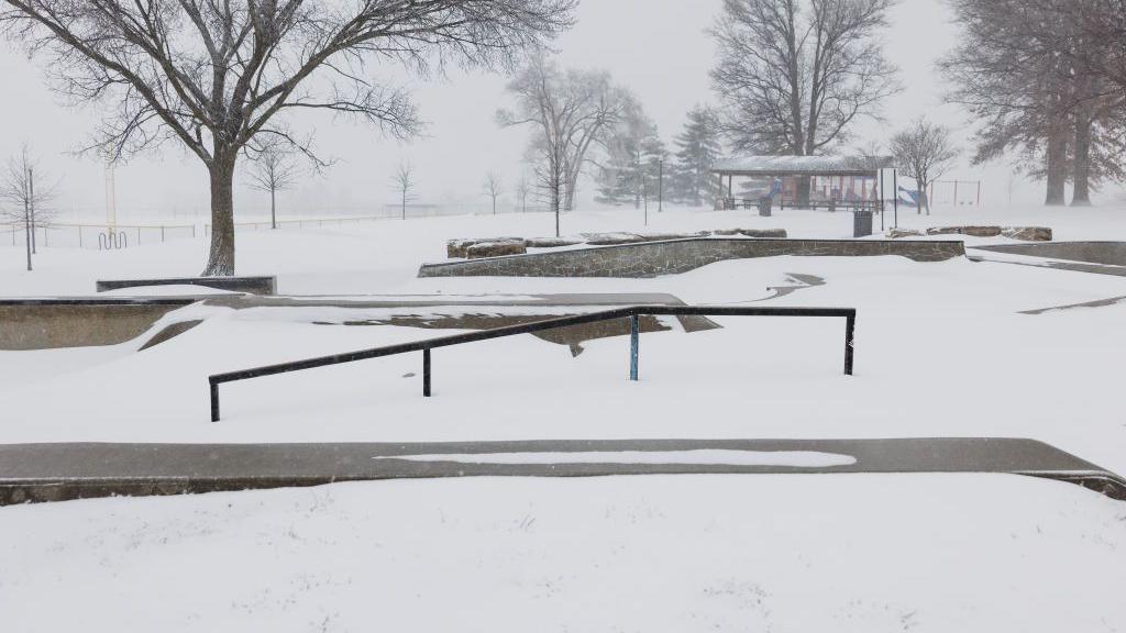 Skatepark covered in snow