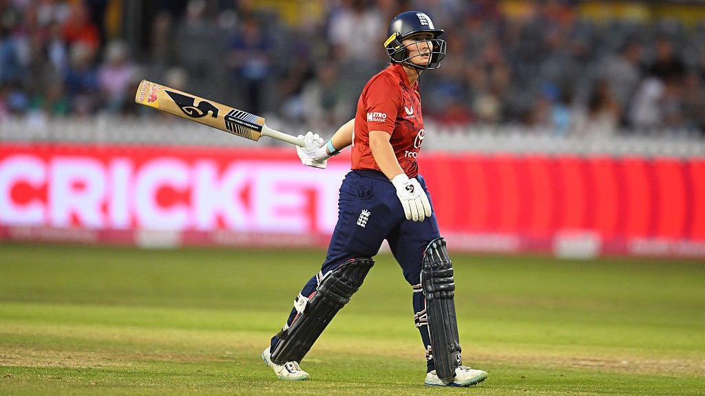 England batter Alice Capsey walks off after being dismissed