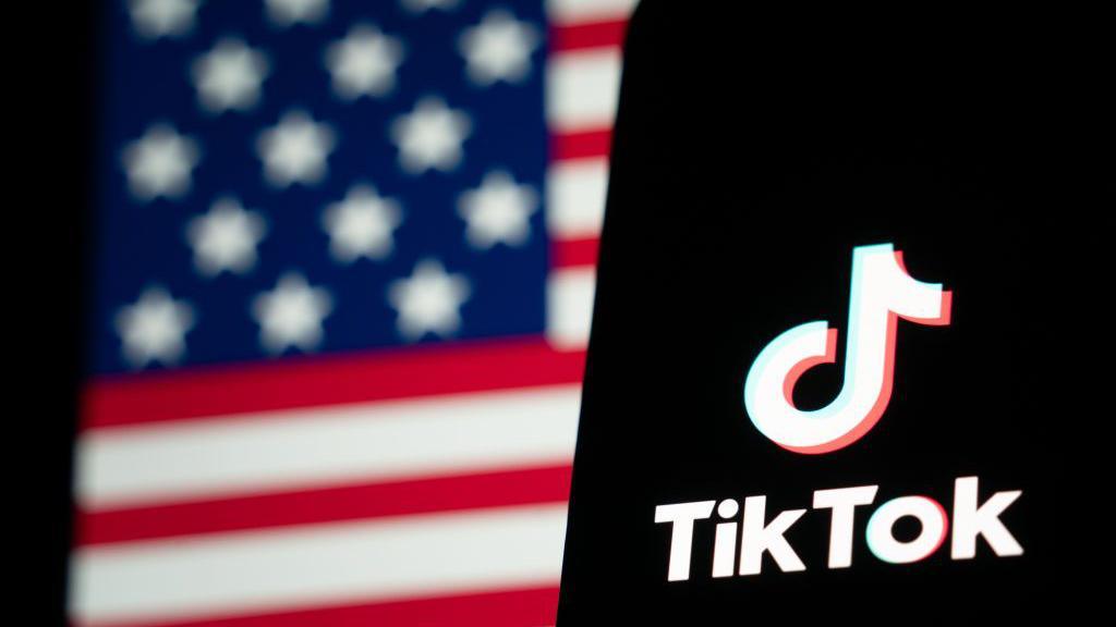 TikTok logo and American flag