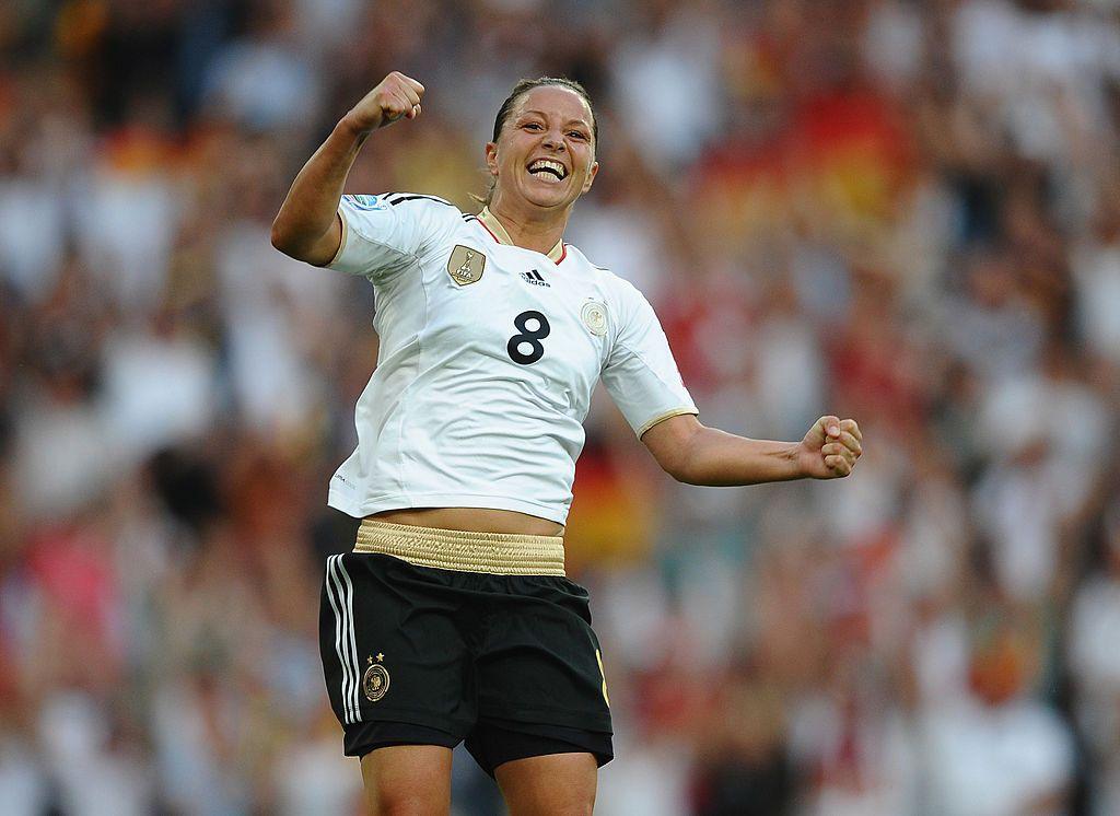 Inka Grings celebrating scoring one of many goals for Germany.