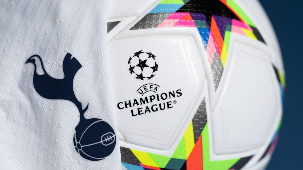 A general view of the Tottenham bade next to the UEFA Champions League 2022/23 Group Stage match ball