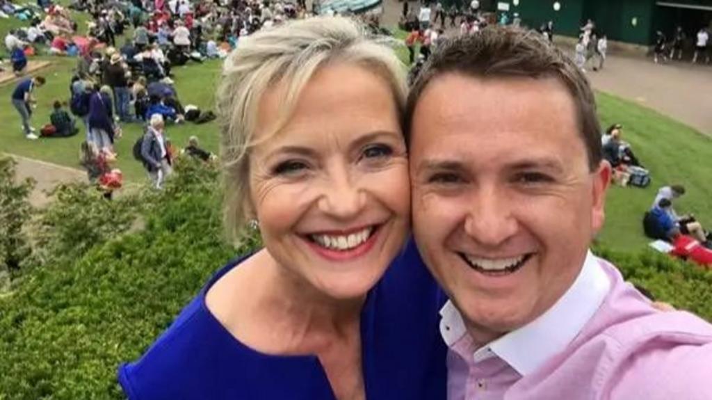 Carol Kirkwood and Matt Taylor at Wimbledon, taking a selfie and smiling.