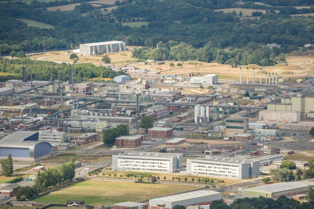 Aerial photo of the Atomic Weapons Establishment at Aldermaston