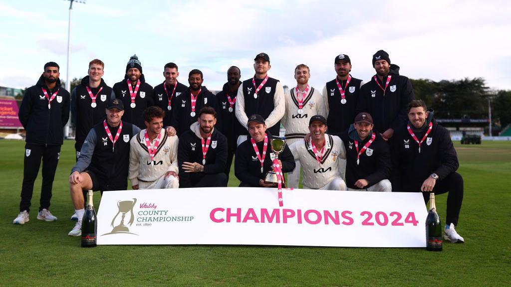 Surrey celebrating the 2024 Division One County Championship title