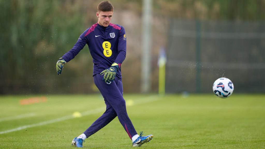 Nicolas Michalski in action for England Under-18s