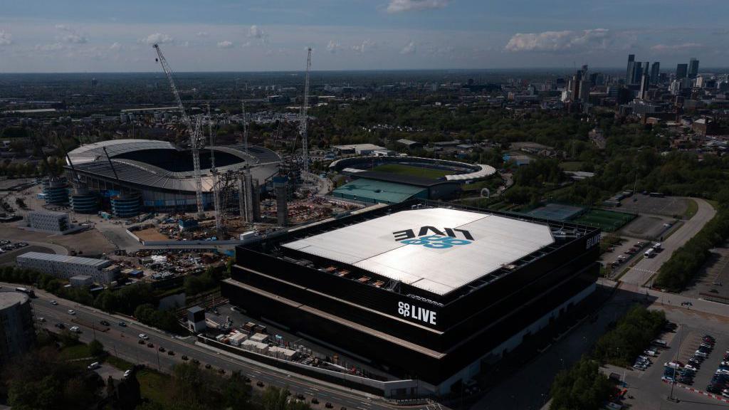 Aerial view of the Co-op Live Arena in Manchester.