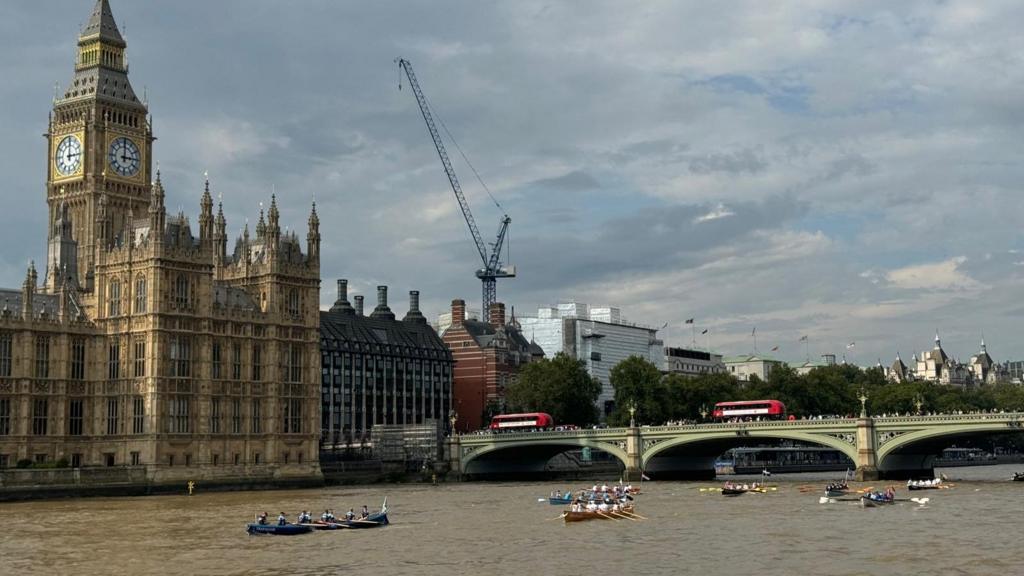 Some of the boats pass under Westminster Bridge