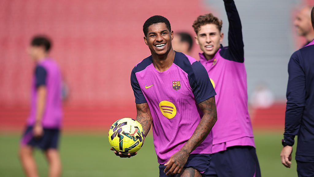 Marcus Rashford training.