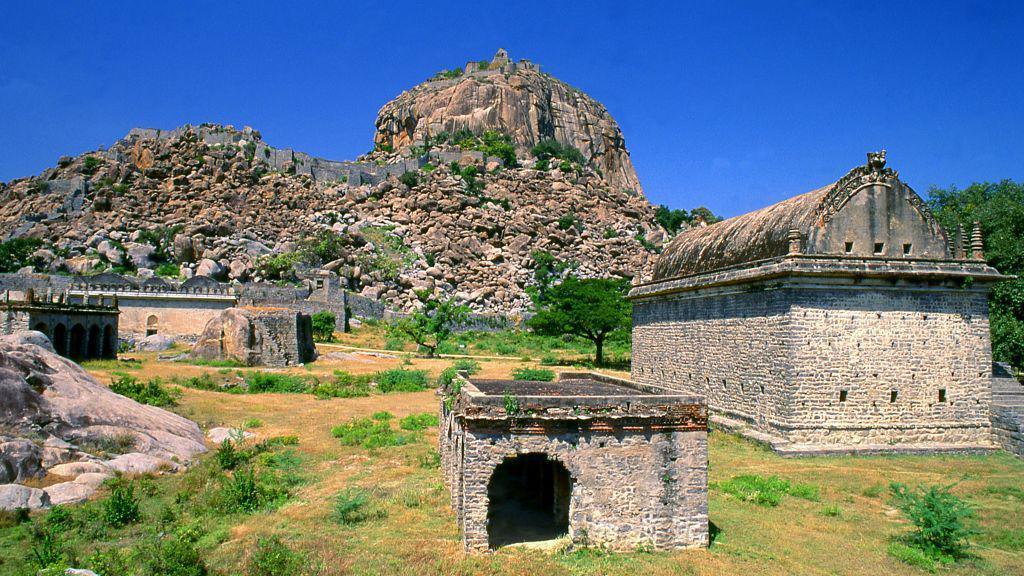 Gingee Fort or Senji Fort (also known as Chenji, Jinji or Senchi) in Tamil Nadu, was originally the site of a small fort built by the Chola dynasty during the 9th century CE. The fort was modified by Kurumbar during the 13th century. The fort as it stands today was built in the 15 and 16th centuries by the Nayak Dynasty. The fort passed variously to the Marathas under the leadership of Shivaji in 1677 CE, the Bijapur sultans, the Moghuls, Carnatic Nawabs, the French and then the British in 1761.