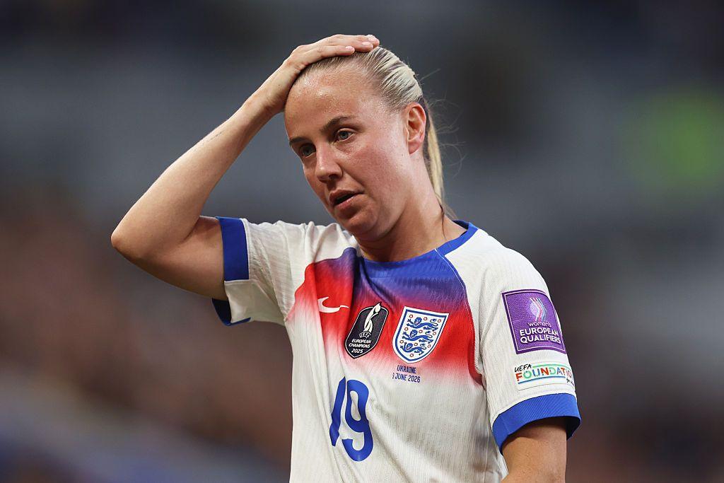 Beth Mead reacts during the Ukraine victory