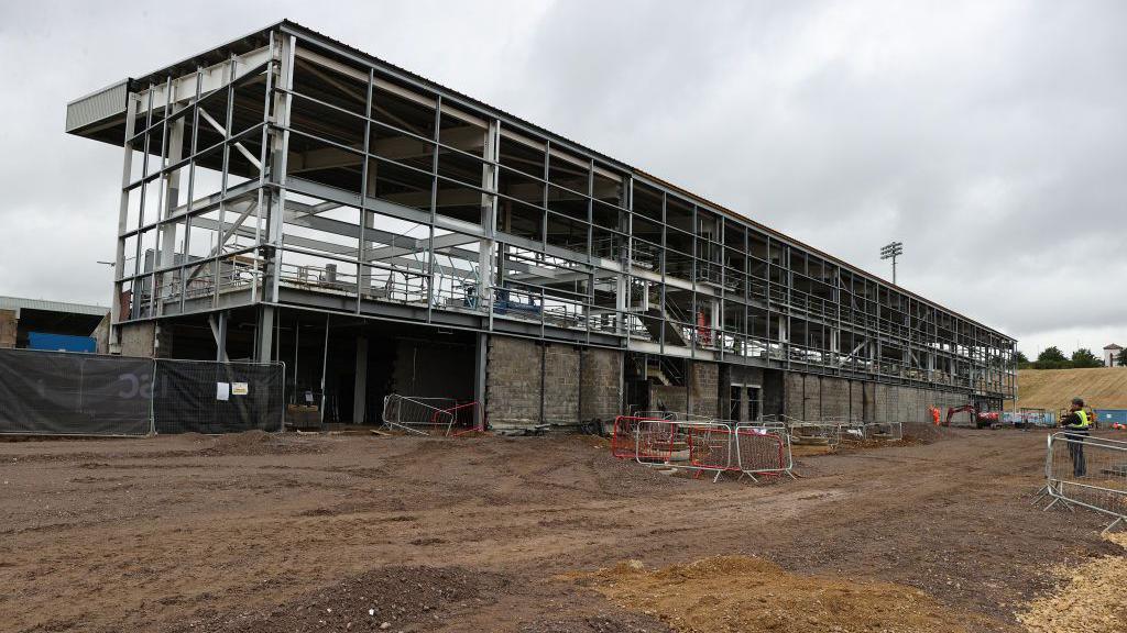 A general view of the East Stand works at Sixfields on 9 July 2024