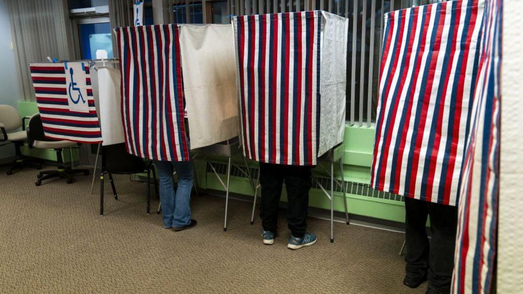 Voters in voting booths