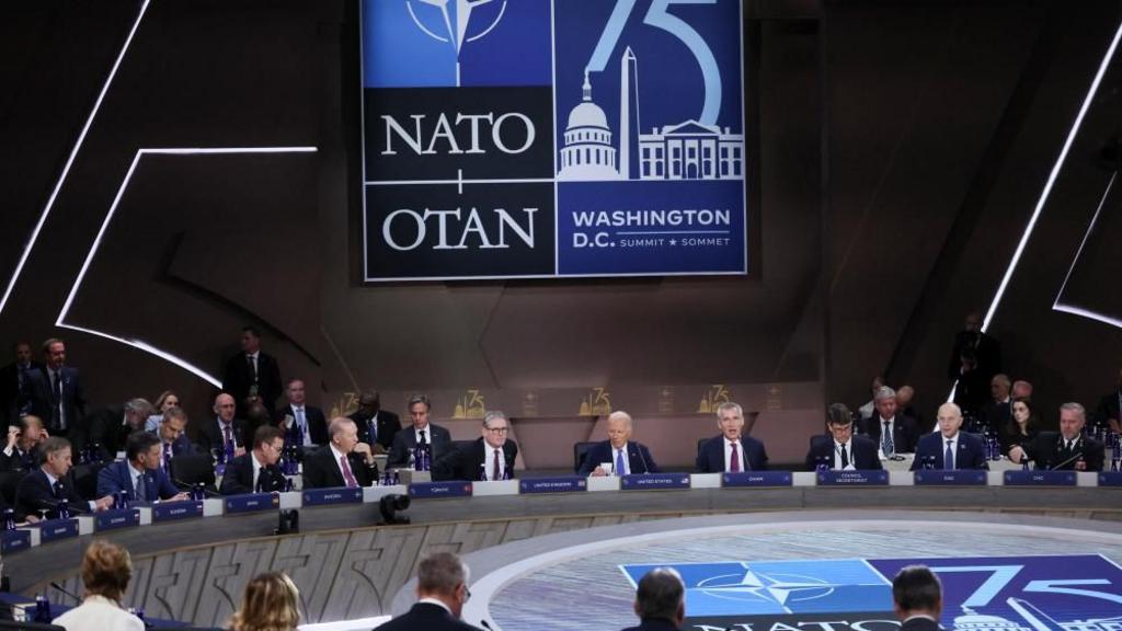 World leaders attend a meeting of the North Atlantic Council