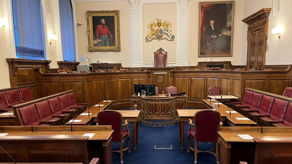 Inside the Guernsey States Chamber