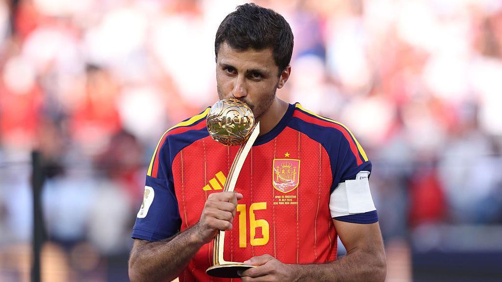Rodri with the Golden Ball award after the 2026 Fifa World Cup final.