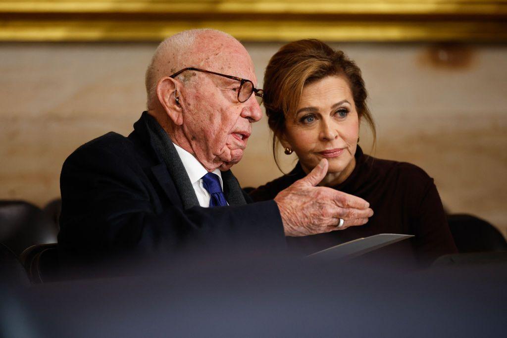 Rupert Murdoch speaking to his wife Elena Zhukova