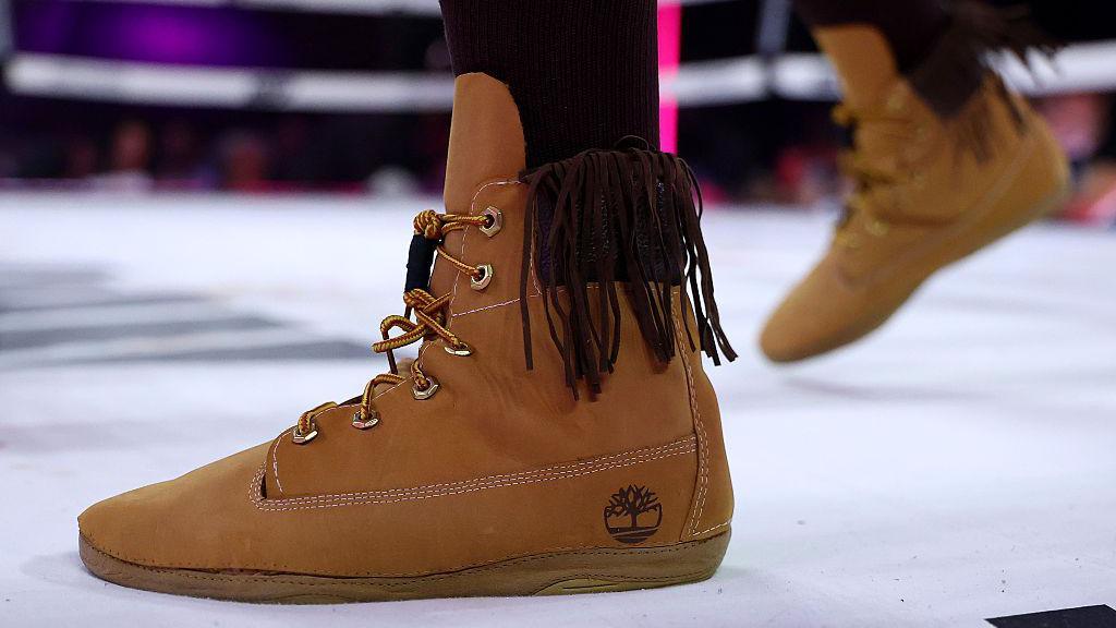 Amanda Serrano wears Timberland boxing boots