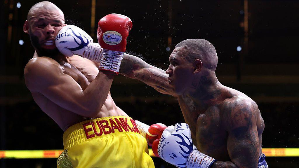 Conor Benn punching Chris Eubank Jr during their second fight