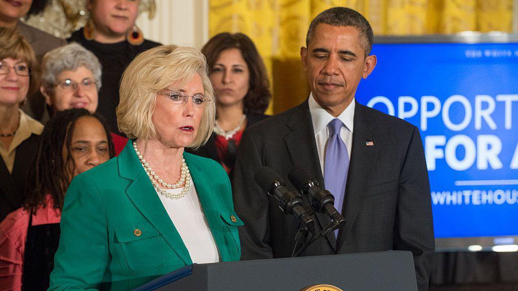 Lilly Ledbetter is seen here with former US president Barack Obama