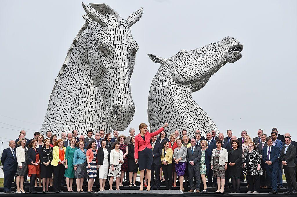 Nicola Sturgeon hosts a photocall at the Kelpies sculpture with many of the SNP MSPs who were elected in the 2016 election