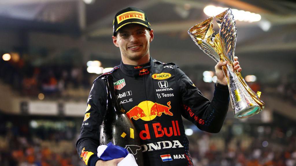 Max Verstappen celebrating his first championsho