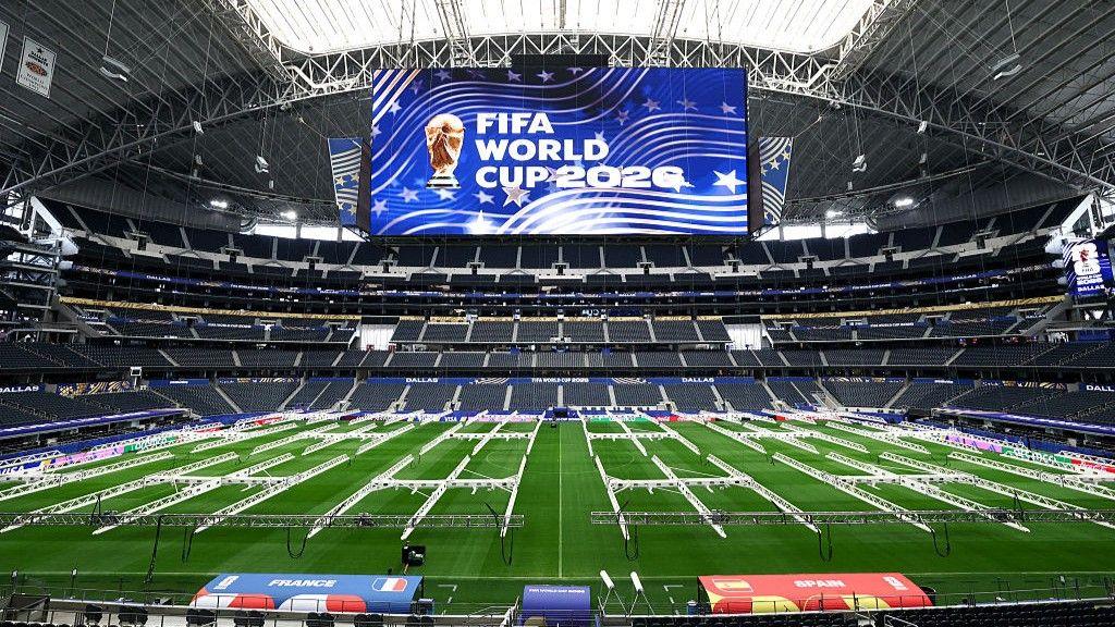 A general view of the Dallas Stadium before France play Spain