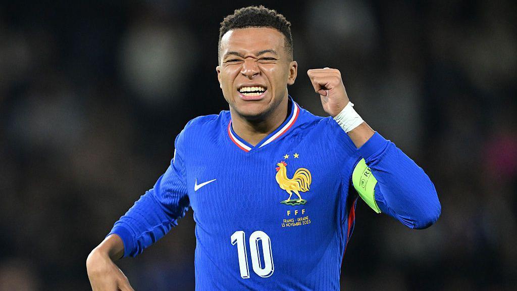 Kylian Mbappe reacts during France's win over Ukraine